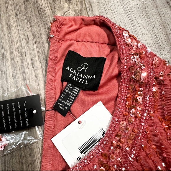 NWT Adrianna Papell Beaded Blouson Halter Dress - Sugar Poppy - Picture 10 of 10